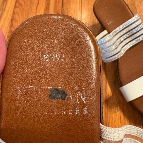 Italian Shoemakers White Beaded Wedge Sandals - Picture 2 of 5